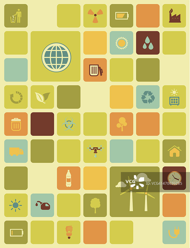 彩色背景上的环境保护图标插画图片素材