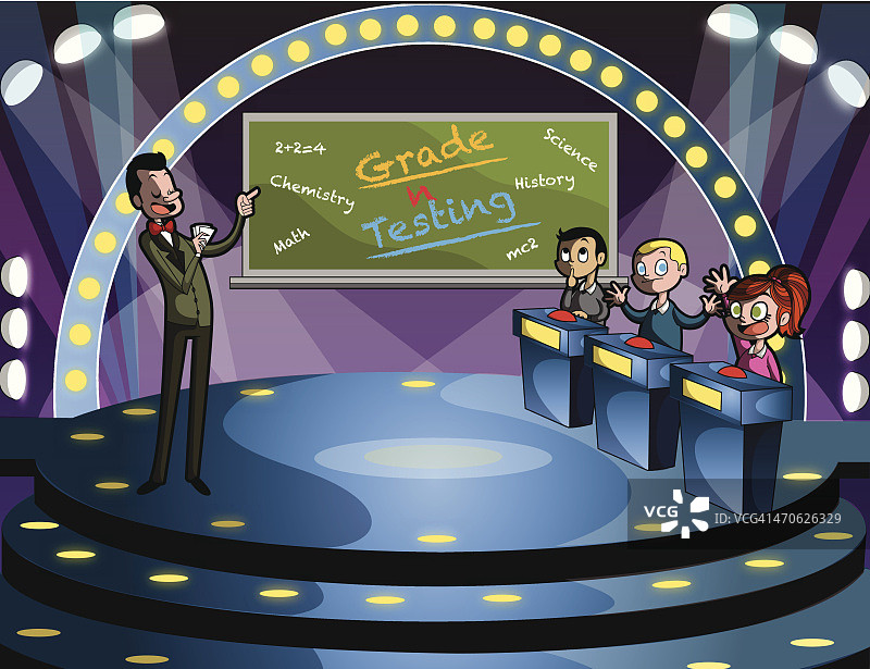 主持人与儿童参加问答比赛插画图片素材