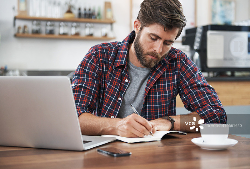 在咖啡馆里文思泉涌图片素材