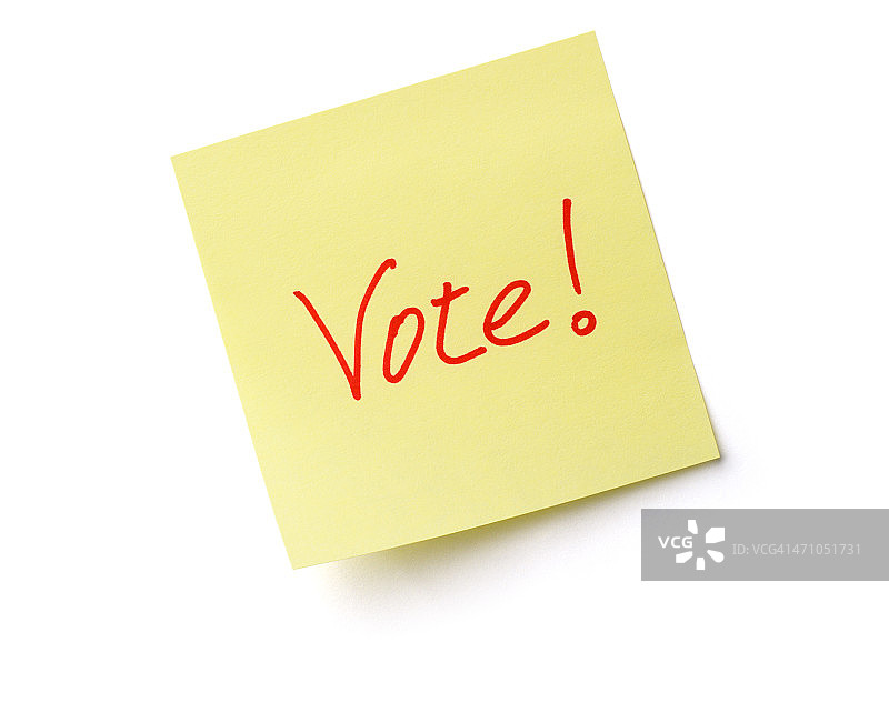 便签上的投票文字：选举纸质备忘图片素材