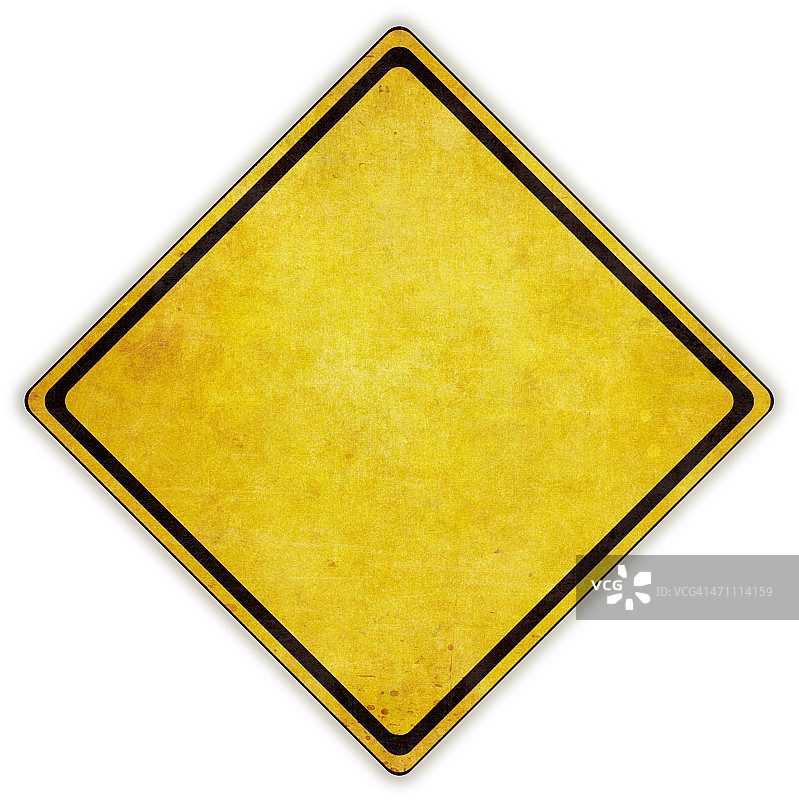 白色背景上的黄色菱形路标图片素材