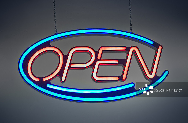 霓虹灯开启标志图片素材