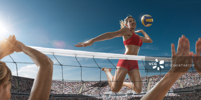 准备得分的排球女孩图片素材
