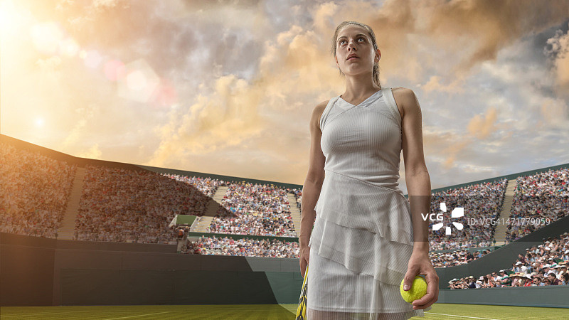 准备赢得比赛的网球女孩图片素材