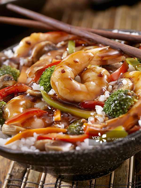 日式照烧虾仁饭图片素材