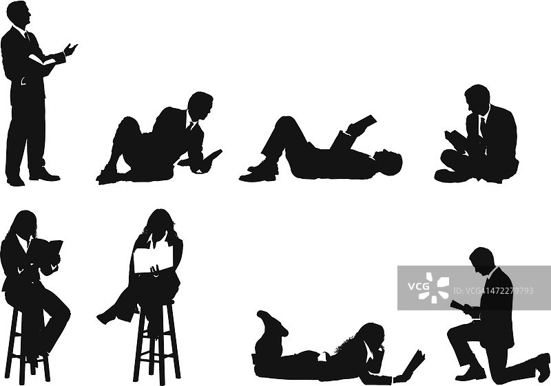 悠闲读书的商务人士图片素材