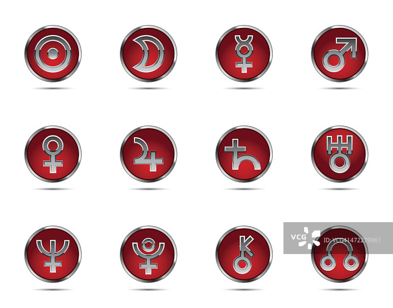 镀铬占星术行星图标合集图片素材