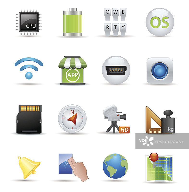 光滑丝绸图标：智能手机规格图片素材