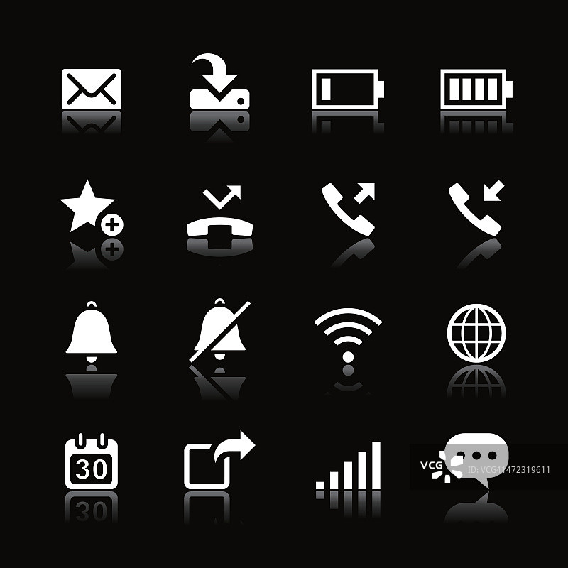 白色图标集|通信与智能手机图片素材