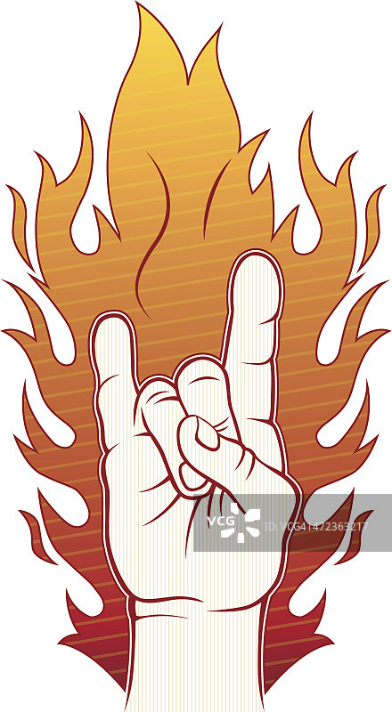 带火焰的摇滚标志图片素材