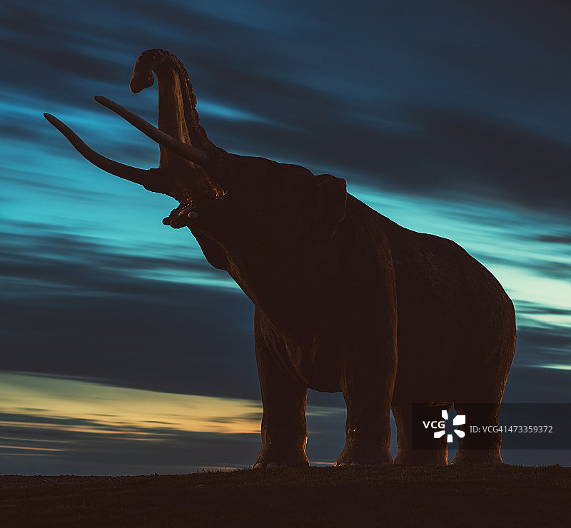 暮光之中的乳齿象图片素材