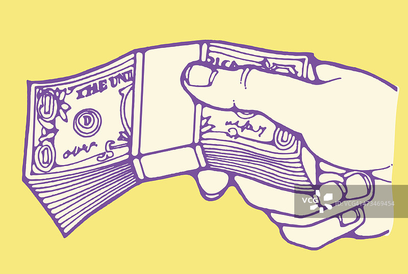 手持一叠钞票图片素材