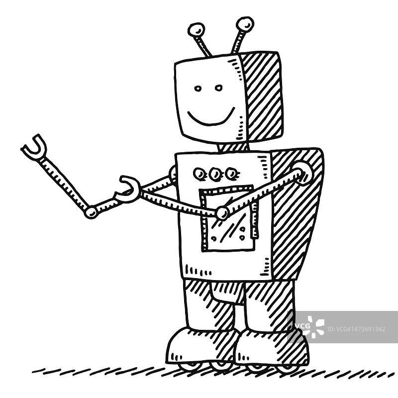 可爱机器人简笔画图片素材