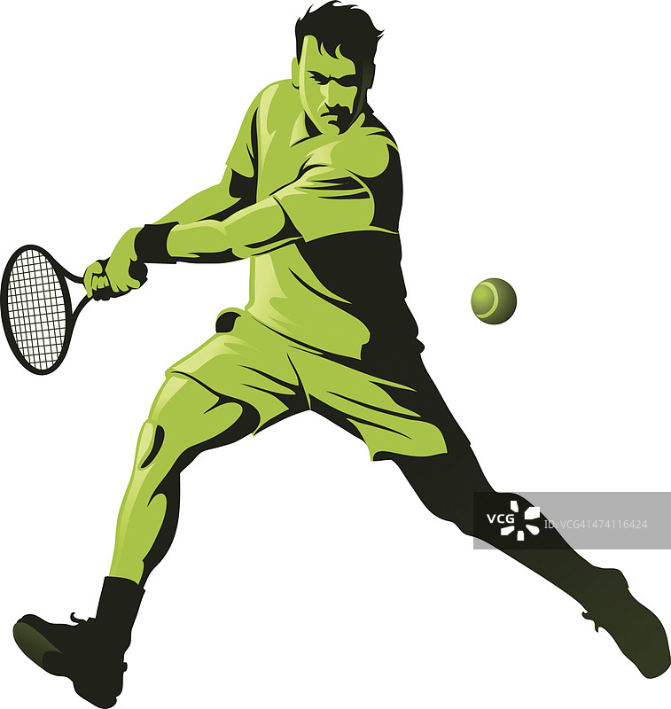 网球运动员伸展身体回球图片素材