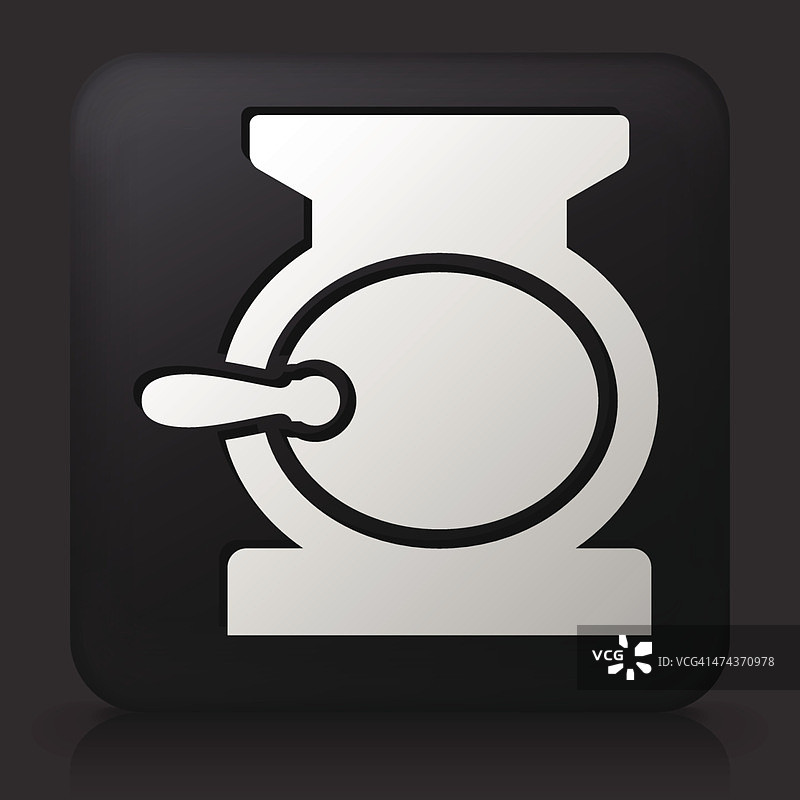 黑色方形按钮，带咖啡研磨机图标图片素材