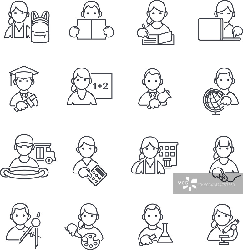 学校教育细线图标图片素材