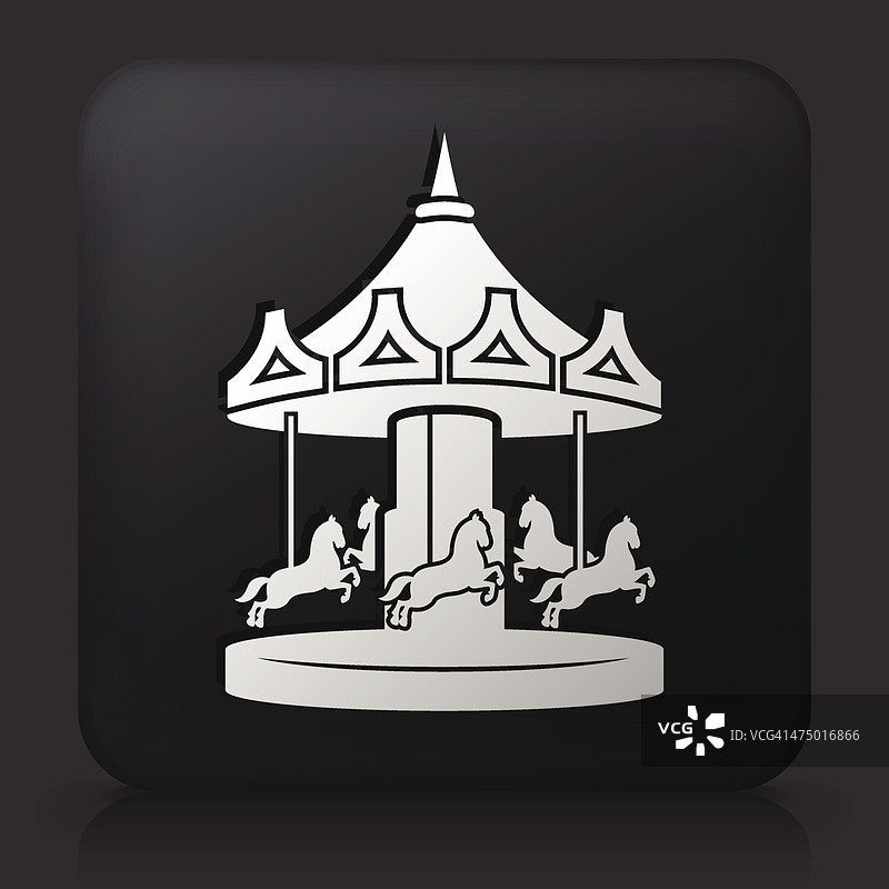 黑色方形按钮，含旋转木马图标图片素材