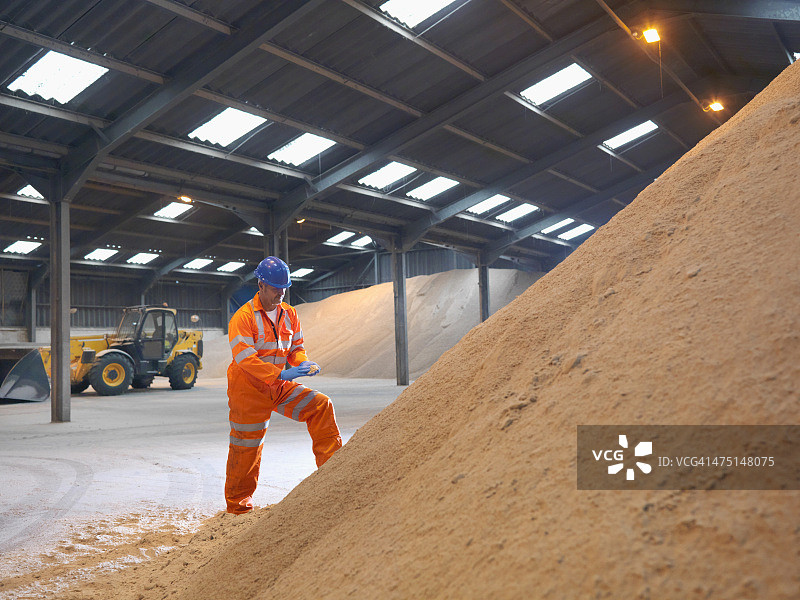 在商店检查木片的工人图片素材