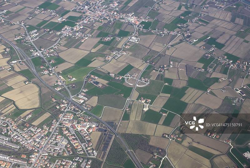 意大利威尼斯附近耕地的鸟瞰图图片素材