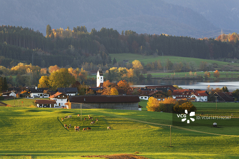 德国，巴伐利亚，上巴伐利亚，普法芬温克尔，里格湖图片素材