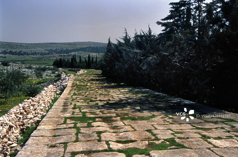 叙利亚阿帕米亚古罗马石板路图片素材