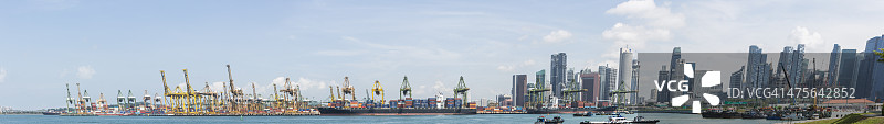 从城市到港口的新加坡天际线全景图片素材