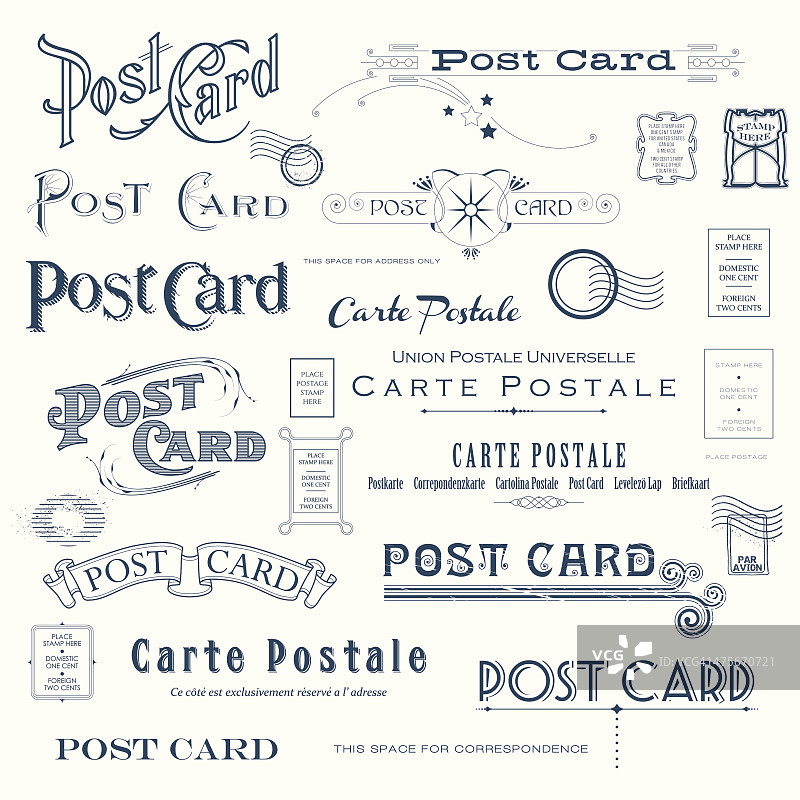 矢量明信片设计元素图片素材