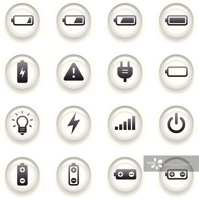 电池和电源按钮图标集图片素材