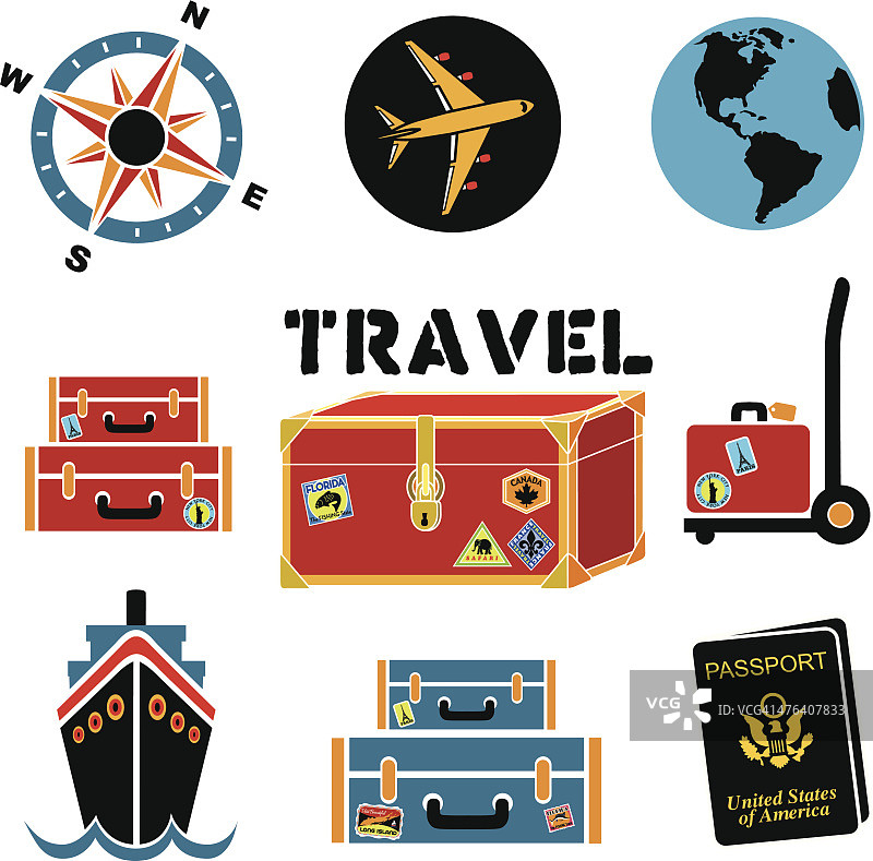 彩色旅行图标图片素材