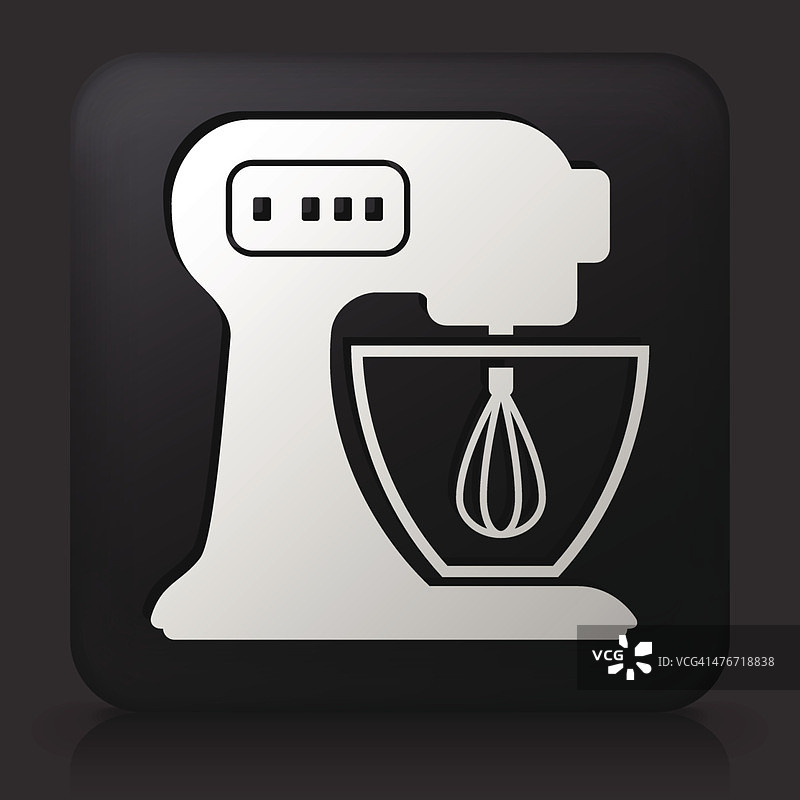 黑色方形按钮，带搅拌机图标图片素材