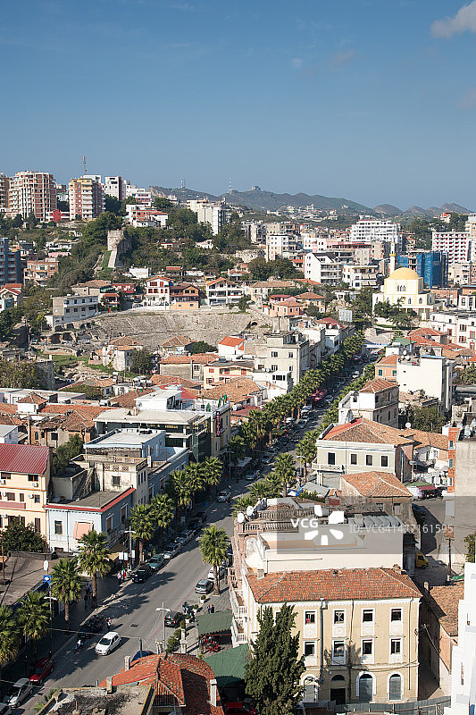 城市景观与罗马圆形剧场图片素材