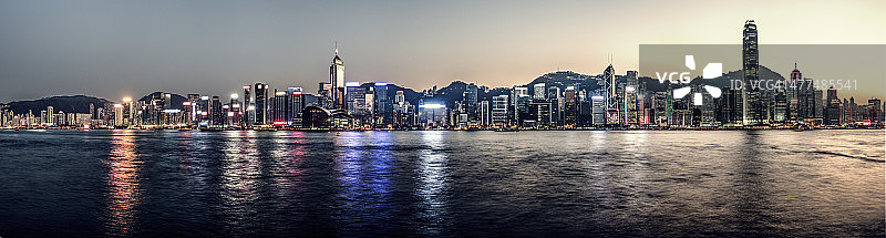 香港日落天际线全景图片素材