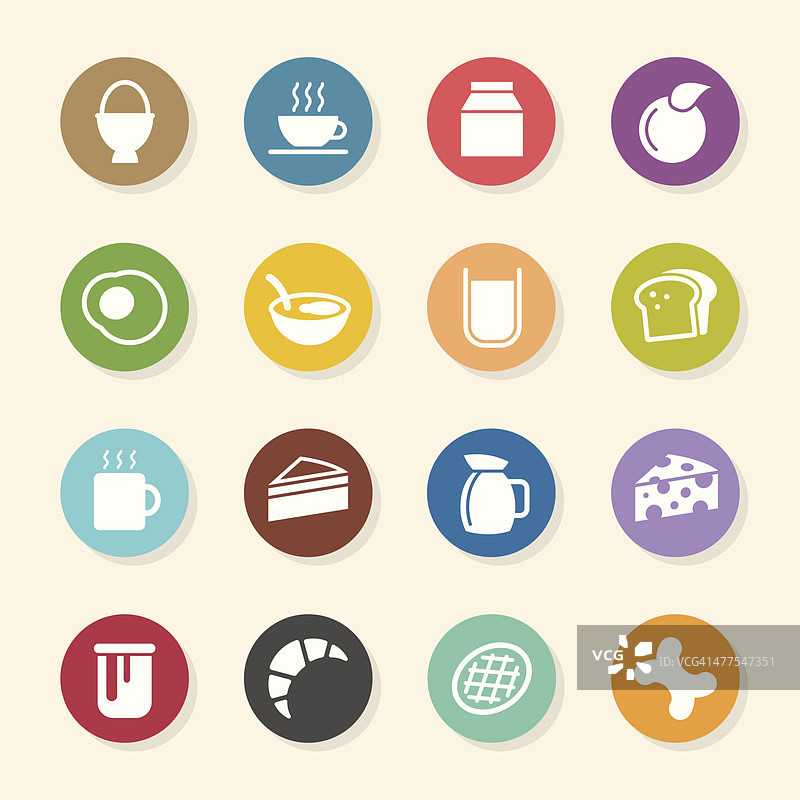 早餐图标 - 彩色圆圈系列图片素材