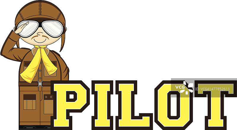 一战飞行员学习阅读插画图片素材