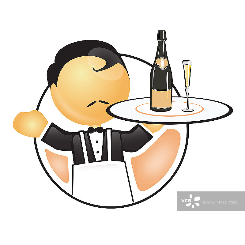 服务员托盘盛葡萄酒和酒杯图片素材