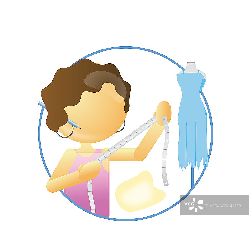 手持卷尺的时装设计师图片素材