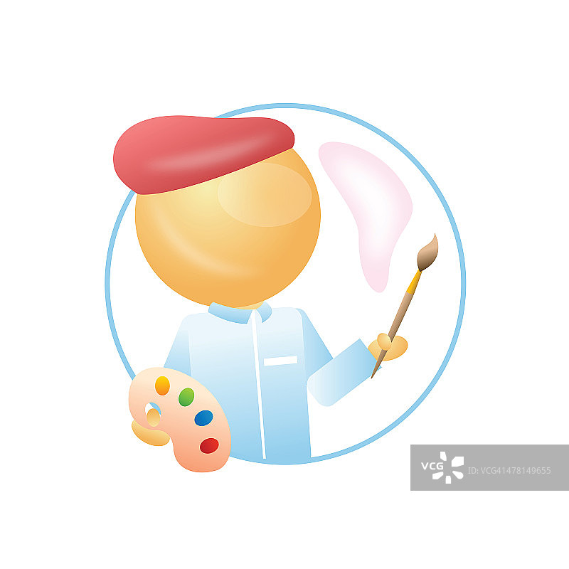 手持画笔和调色板的艺术家图片素材