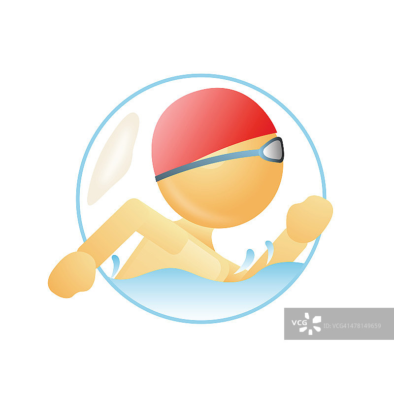 在水中自由泳的游泳者图片素材