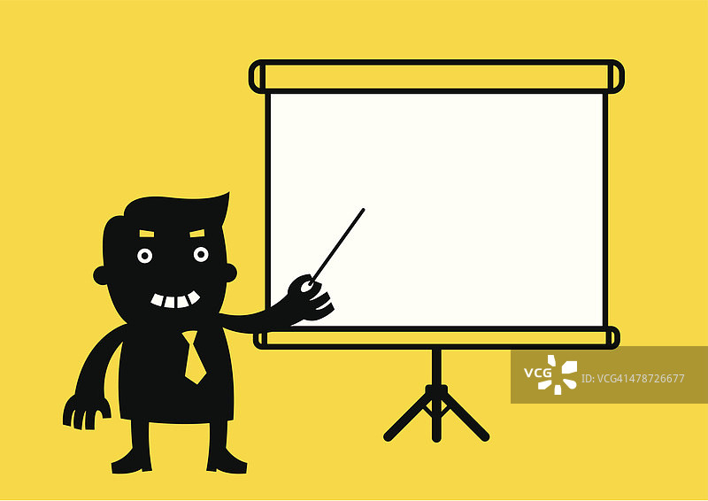 商人使用投影仪屏幕进行演示 | 黄色商业概念图片素材