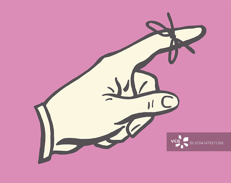 系在手指上用于提醒的绳子图片素材