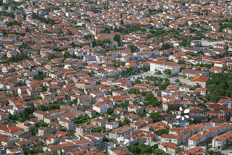 爱琴海小镇航拍视角图片素材