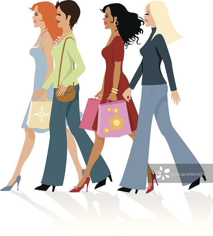 购物女孩们图片素材