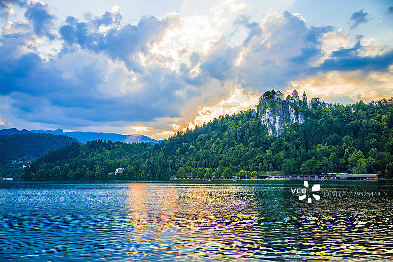 布莱德湖和城堡图片素材