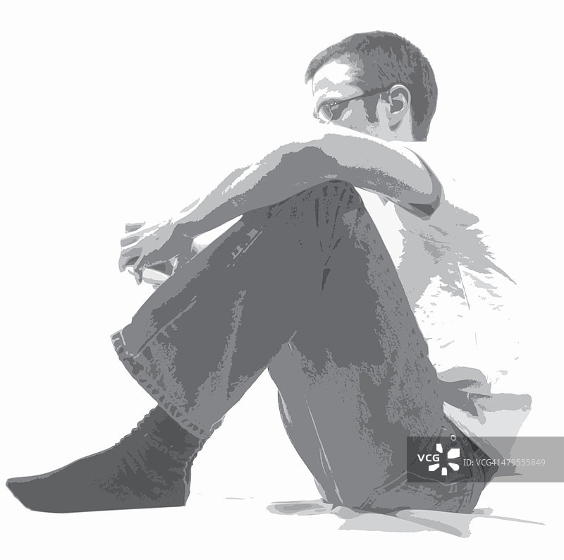 坐在白色背景上的男人矢量图图片素材