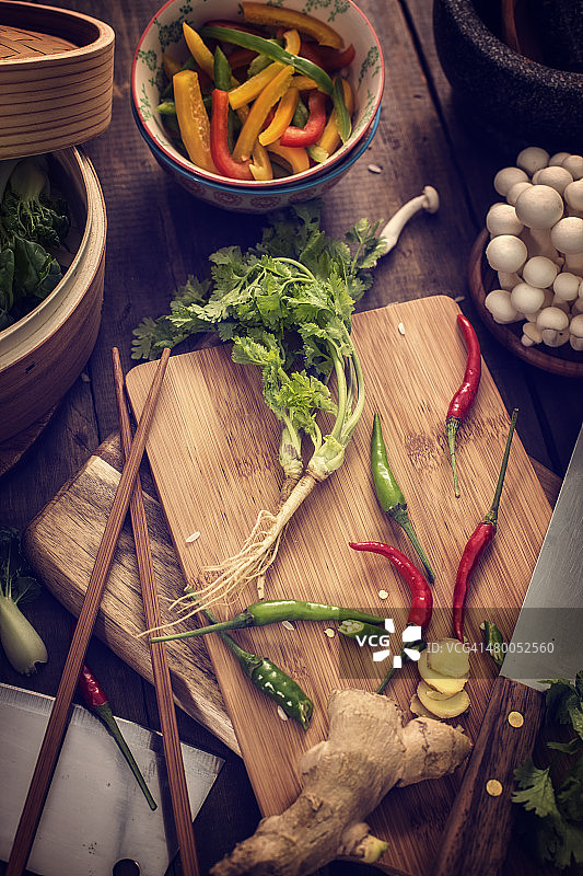 亚洲美食食材和新鲜蔬菜图片素材