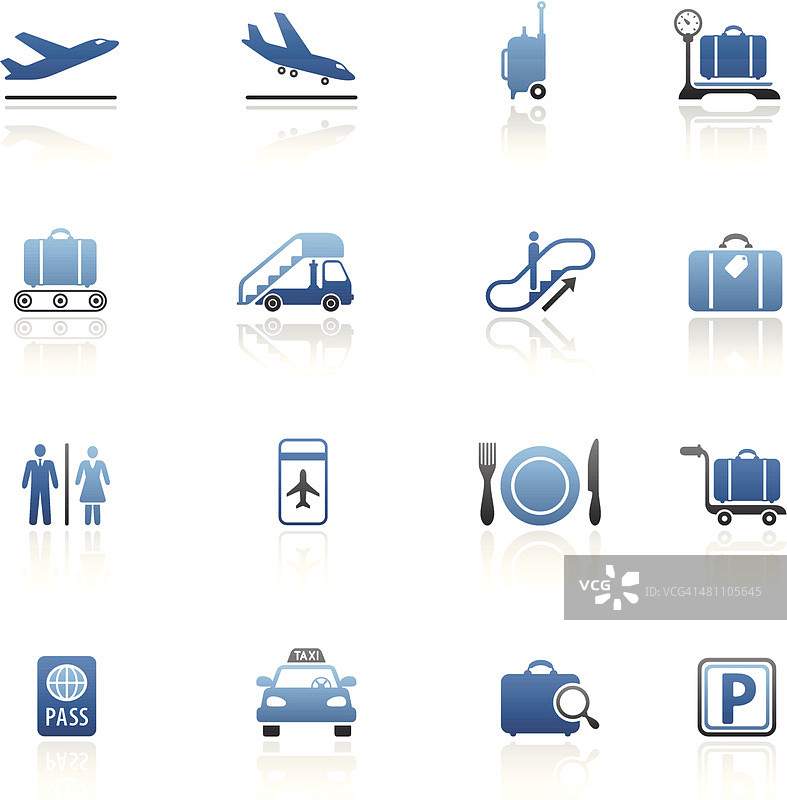 蓝色机场图标合集图片素材