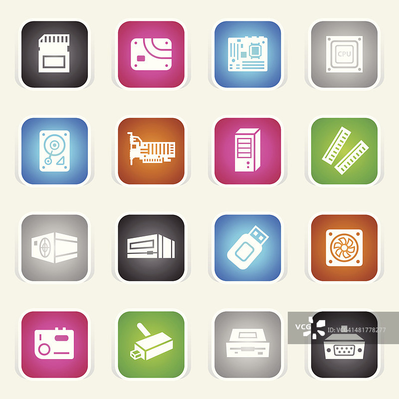 彩色图标 - 电脑组件图片素材