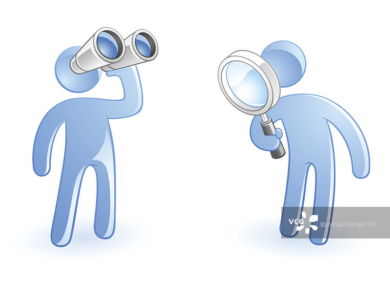 使用双筒望远镜和放大镜的人物概念图片素材