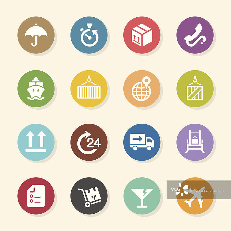 物流和运输图标-彩色圆形系列图片素材