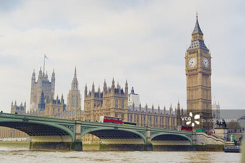 英国伦敦威斯敏斯特桥和议会大厦景观图片素材